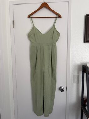 Sage Green Spaghetti-Strap Jumpsuit